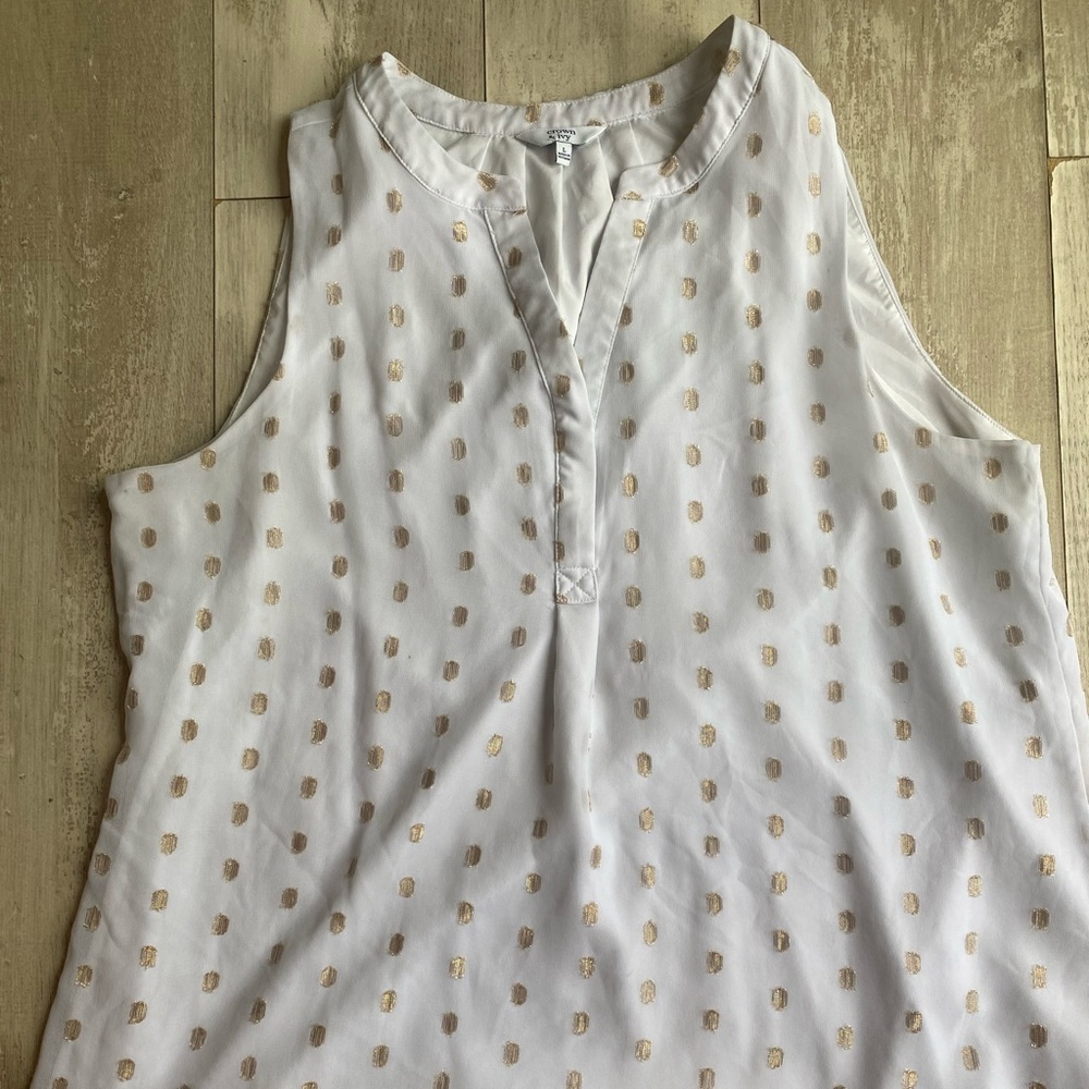 White & Gold Crown & Ivy Blouse Top